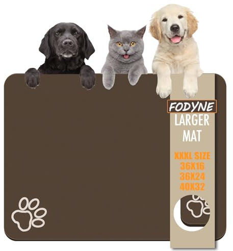 Large Dog Food Mat, 90 x 60cm Absorbent Pet Feeding Mat, No Stains Quick Dry Dog Water Dispenser Mat, Cat Bowl Mat,Easy to Clean Pet Placemats