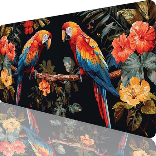 Tapis de Souris Gamer 1600x800x3 mm, Grand Tapis de Souris Noir, Fleur Mouse Pad Imperméable et Antidérapant, Multifonction Grand sous Main Bureau pour Clavier et Souris, Decoration Maison 7-9i