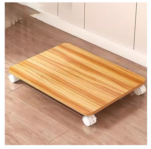 Mobiler Druckerständer mit feststellbaren Rädern, 1 Etage, unter dem Schreibtisch, Druckerregal, kompakter Druckerwagen für kleine Räume, Beige, H60 x 45 cm, ideale Lösung für Zuhause und Büro