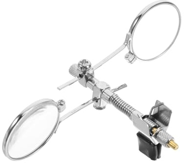 UKCOCO Brillenclip Lupe mit Doppeltem Glas 25mm für Detaillierte Arbeiten und Uhrenreparaturen mit Minimaler Verzerrung und Verstellbarer Metallklammer