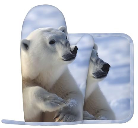 Polar Bear Lot de 2 gants de cuisine et maniques antidérapants en silicone résistant à la chaleur