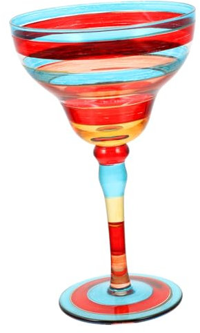 BESTYASH Bicchiere da Margarita Decorativo Dipinto Coppa per Cocktail con Strisce per Feste Matrimoni e Speciali per Vino e Bevande Analcoliche