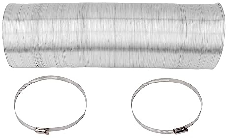 Flexibler Abluftschlauch 150mm, Alu Flexrohr, 4-lagiger Brandschutz, leicht zuschneidbar, Lüftungsschlauch ideal für Belüftung & Hydroponik, mit Edelstahlclips, Grau