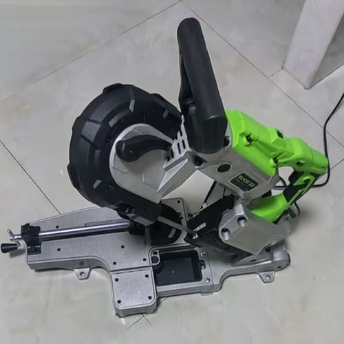JOSBY Cortadora de Metal de Escritorio de 1100 W, Sierra ingletadora eléctrica portátil, Ajuste de 1 a 6 Marchas, Ajuste de ángulo de 0°-45°-90°, con 5 Hojas de Sierra, Base con Ruedas Desmontable