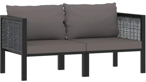 Holamys 2-Sitzer Loungesofa Anthrazit Poly Rattan, Aluminiumrahmen, wetterfest, Bequeme Kissen, Gartenmöbel für Terrasse Balkon, Outdoor Patio Furniture Set
