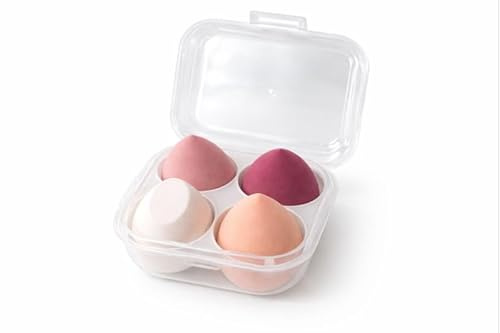 4 Foundation Sponge – Foundation Beauty Blenders – 4 Pack Beauty Blender- 4 - in 1 Egg-Shaped Sponge Holder Case - for Liquid Foundation, Powder, Sunscreen, Cream