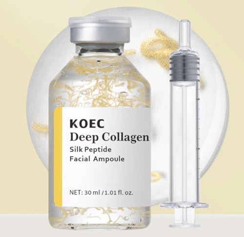 KOEC Deep Collagen Silk Peptide Facial Ampoule 30ML – Intensive Lifting & Firming Serum, Hydrating Glass Skin Booster, Smoothing Anti-Wrinkle Formula, Non-Greasy Korean Skincare