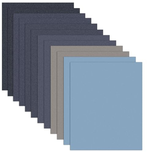 Juego de 12 papel de lija, 115 x 140 mm, grano 1000, 1500, 2000, 3000, 4000, 5000, papel de lija húmedo y seco, papel de lija fino para madera, para coche, muebles de madera, metal, piedra, cristal