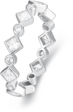 KnSam Echtschmuck Eheringe Platinum PT950, Geometrisch Partnerringe mit Moissanit Quadratschliff, Platin Verlobungsring, Gr.61 (19.4)