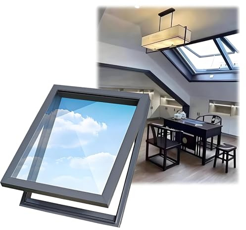 Générique Fenêtres de Toit avec puits de lumière en Verre trempé Double Couche, Couvercle en Aluminium pour Garage, sous-Sol, loft et pièce Sombre (26 x 20)