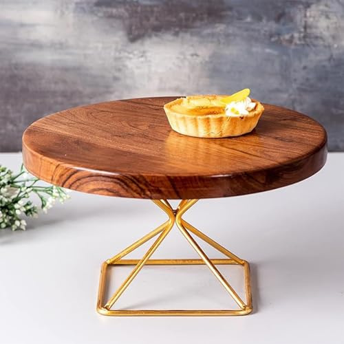 nestroots Cake Stand 10 Kim Marble Top with Mango Wood Base | Round Cake Decorating for Desserts, Cupcakes & Charcuterie | Ideal for Birthdays, Bridal Shower & Events Parties (Brown 02)