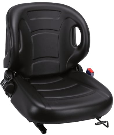 Vvikizy Sedile per Carrello Elevatore Regolabile Universale Interruttore di Sicurezza Comfort Premium per Trattore Escavatore Skid Loader Terne, Acciaio Legato Pelle PU 22x22x21 Pollici