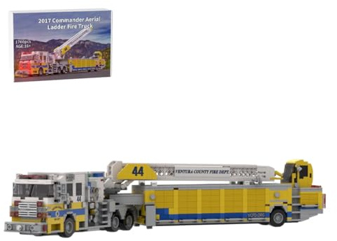 XKlemBauklode MOC-245254 Feuerwehrauto mit Drehleiter Bausteine Set, 1766 Teile Baufahrzeug-Modellbausatz für Erwachsene, Feuerwehr Auto Klemmbausteine, Feuerwehrmann Geschenk für Erwachsene