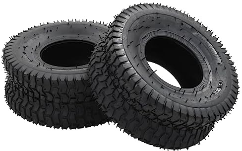 Kaloriko Pneus de brouette 2 pièces 15x6.00-6 4PR en Caoutchouc Noir, pneus increvables pour Chariot, remorque, Diable, Roue de Remplacement, Charge 160 kg, Jardin et Chantier