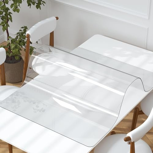 140 x 180 cm transparent PVC-bordsskydd och stolmatta – hållbart golvskydd för trä- och kakelgolv – klart plastskydd för matsal kök och soffbord