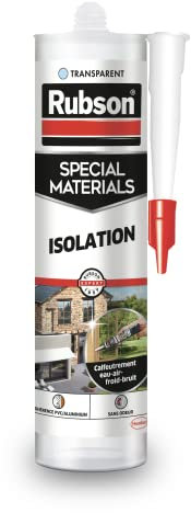 Rubson | Mastic Special Materials Isolation Transparent (cartouche de 280 ml) – Joint silicone pour isolation thermique et isolation phonique – Calfeutrement eau-air-froid-bruit