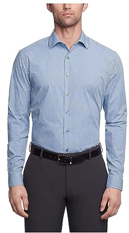 Kenneth Cole Unlisted herrskjorta, slimfit, rutor och ränder (mönstrad), Medium Blå, 17-17.5 Neck 36-37 Sleeve