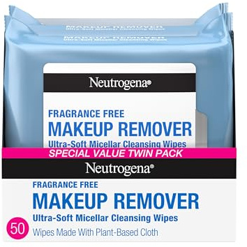 Neutrogena Cleansing Fragrance Free Makeup Remover Facial Wipes, 25 Count, 2 Packs