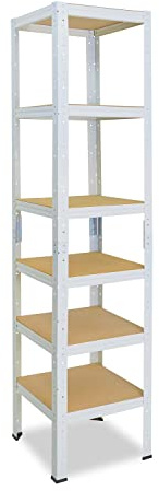 shelfplaza Home 230x50x50cm Schwerlastregal weiß mit 6 Böden x 145kg | Kellerregal · Lagerregal · Metallregal · Regale für Kellerraum · Steckregal · Abstellraum Regal