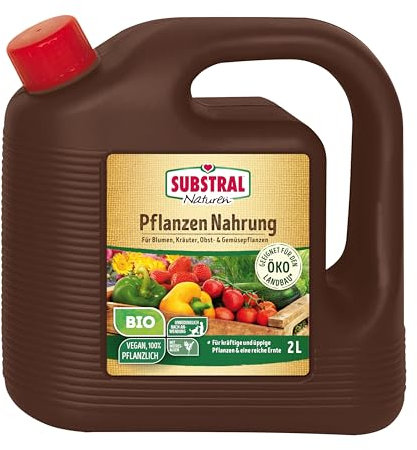 Substral Naturen Bio Pflanzen-Nahrung, pflanzlicher, veganer Flüssigdünger für Zierpflanzen, Obst & Gemüse, 2 L, Braun