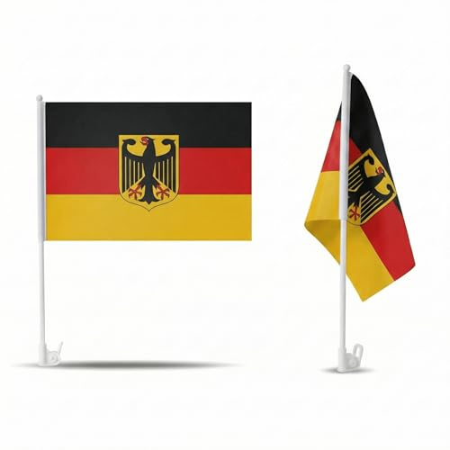 2er Set Auto Fahne Deutschland - Autofahnen Deutsche Flagge 30 x 45 cm, Länderflagge Fußball Fanartikel, WM & EM