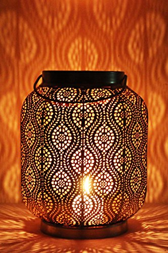 Orientalisk lykta Baghira handgjord av metall i guld 26 cm
