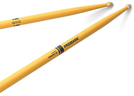 Promark Paire de baguettes américaines Rebound 5B en noyer blanc avec pointe en forme de gland, jaune, paire unique