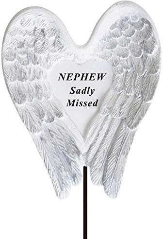 Angraves Sadly Missed Nephew Angel Wings Memorial Tribute Stick Graveside Plaque