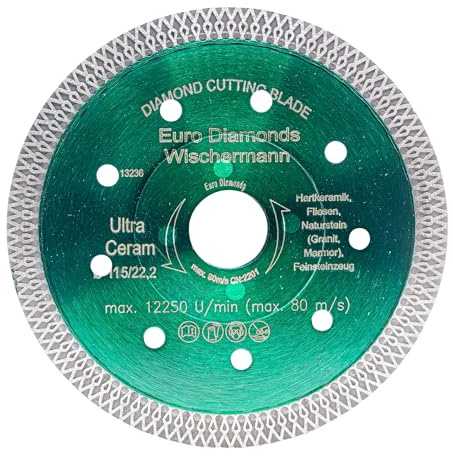 EDW Diamant-Trennscheibe Keramik 115 mm x 22,2mm Fliesenscheibe Fliesentrennscheibe zum schneiden von Fliesen Feinsteinzeug Keramik Naturstein Granit Marmor