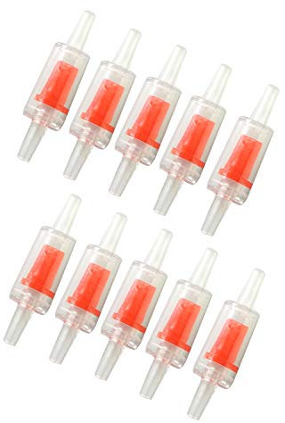 RuiLing 10pcs Air Pump Check Valves Pipe Fitting for Aquarium Fish Tank CO2 Water Air Line Pump One Way Non-Return Actuator Check Valve Red