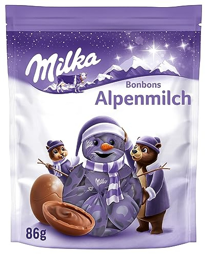 Milka Weihnachtskugeln – Alpenmilch Schokolade – einzeln verpackte Bonbons für die Weihnachtszeit – 86g
