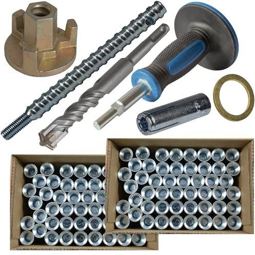 Befestigungsset Beton für Kernbohrständer Bohrdurchmesser 16 mm 105-teilig | Befestigungsset Beton für Kernbohrständer Bohrdurchmesser 16 mm inkl. 100 Dübel (mit ETA-Zulassung) & SDS-Plus-Hammerbohrer