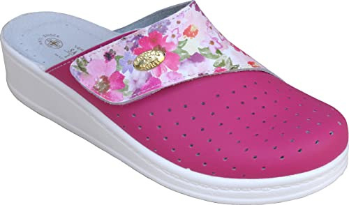 Sanital Light - ZAPATILLA EN CUERO POR LA CASA Cierre de gancho - 4358 FUXIA 36