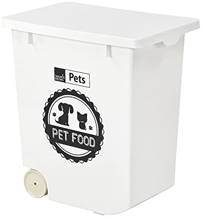 Taylor & Brown 20L/10KG White Airtight Pet Food Storage Container Large Flip Top With Wheels Plastic Birds Pet Dog Cat Animal Dry Food Seed Dispenser Bin
