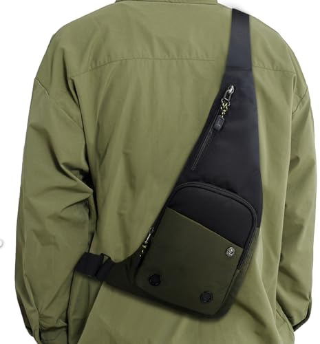 Peicees Sling Bag For Men Women Crossbody Bag Man Purse Anti Theft Slim Bag Small Chest Bag Over Shoulder For Travel Hiking