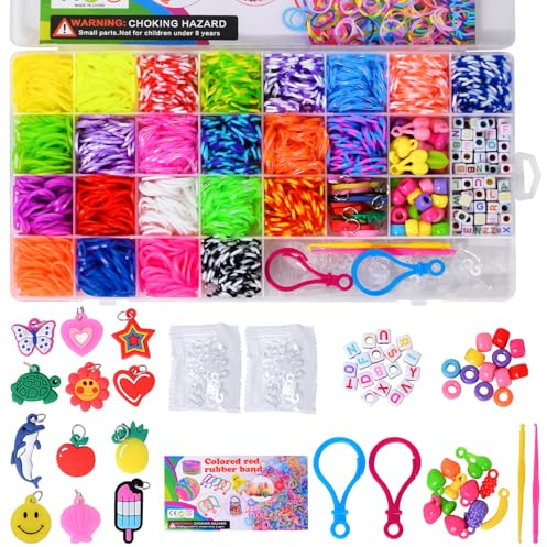 Elekin 2000PCS Bricolage Elastique Bracelet Kit, 5-12 Ans Enfant Jouet, Perles Bracelet Fille Kit Fabrication Creation, Idee Cadeau Ado Fille, Anniversaire