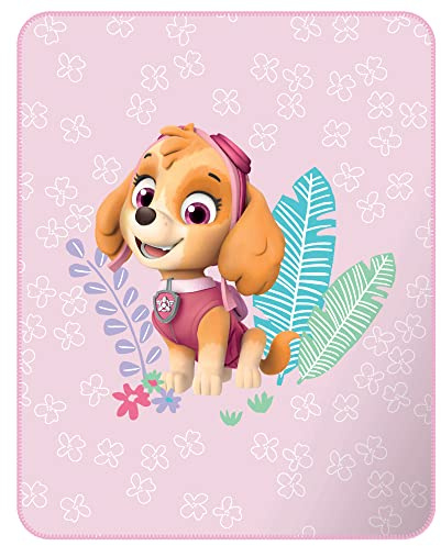 CTI Pat Patrouille Paradise Plaid Polaire 110x140 cm | 100% Polyester | Oeko-TEX | Plaid Fille Pat' Patrouille Skye | Rose