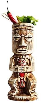 FIYSON Tasses Tiki en Céramique pour Cocktails - Verres Tropicaux Hawaïens pour Fête Tiki Créative, Grand Bar, Qualité Supérieure (Style1)