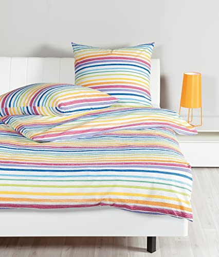 Janine Bettwäsche Seersucker Tango 155x220 + 80x80 cm Multicolor