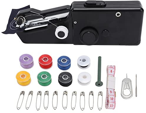 Handnähmaschine, Tragbare Mini-Nähmaschine, Elektrische Nähmaschine für Anfänger, Schneller Stich Geeignet für Kleidung, DIY, Cutains (Schwarz)