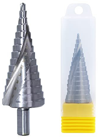 AIMEKE Stufenbohrer HSS Kegelbohrer Metall Schälbohrer [15 Stufen | Ø 4-32mm] Konusbohrer für Metall Messing Holz Kunststoff - Silber