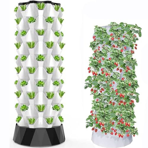 GEJLELDS Vertikaler Turm mit hydroponischem Anbausystem für den Garten – Gemüsepflanzenturm als Geschenk für Gartenliebhaber – Automatisieren Sie Aeroponics Mini Indoor Outdoor Home Grow Herb,8Layers