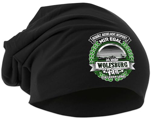 UGLYSHIRT EIN Leben lang Wolfsburg Mütze | Strickmütze Wolfsburg Sport Mütze Hut Logo Hat Stadt Dehnbar Beanie