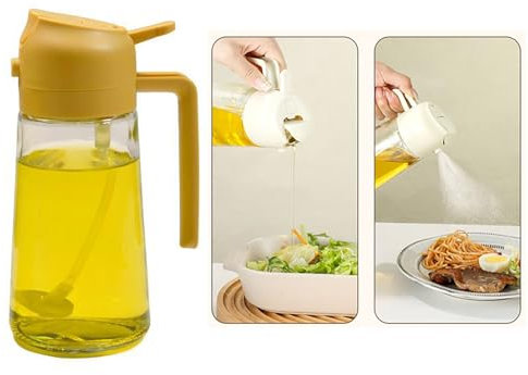 TEMU-SC 470ml Glass Olive oil sprayer for cooking, Olive oil spray bottle, Oil bottle spray dispenser, Spray/dumping for Cooking, Kitchen, Salad, BBQ