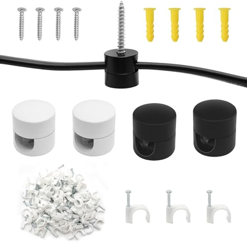 4 Piezas Soportes para Cables de Techo de Metal para Atornillar, Sujetar para Cable Lampara Techo con Clips Cable Pared 10mm, Decentrador de Techo con Tornillo para Lámparas de Techo