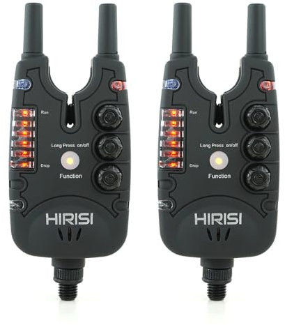 Hirisi Tackle Wasserdichter Bissanzeiger zum Karpfenangeln, mit 9 LEDs und Lautstärkeregler, Empfindlichkeitseinstellung, Angelzubehör (schwarz - 2)