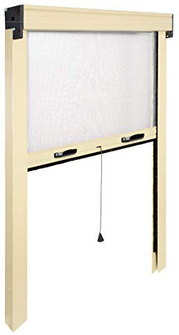 eacommerce - Zanzariera a rullo Avvolgibile a Molla in Fibra di Vetro | Struttura in Alluminio Verniciato | Installazione Facile | Adattabile e Riducibile, Avorio RAL 1013, 120x170H cm