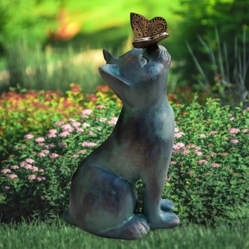 Pritok Decorazione per gatti esterni: ornamenti top-farfalla per giardino, scultura in resina resistente all'acqua, regali di nozze