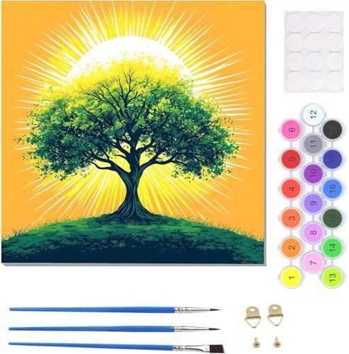 Malen Nach Zahlen Erwachsene Blume Strauß Malen Nach Zahlen Kits auf Leinwand, Handgemalt Ölgemälde Leinwand Kits zur Heimdekoration, Pinseln Acrylpigment für Geschenke und Home Deko 20x20cm U-4017