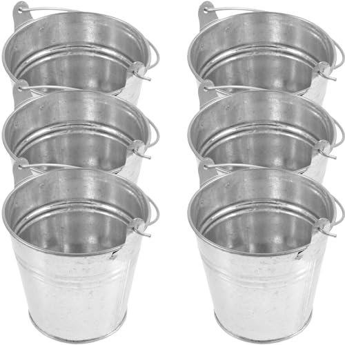 CANIGHT 6pcs Mini Metal Candy Buckets Handle for Party Treats Snack Containers for Weddings Birthdays Halloween Xmas Celebrations Festive Goodie Baskets